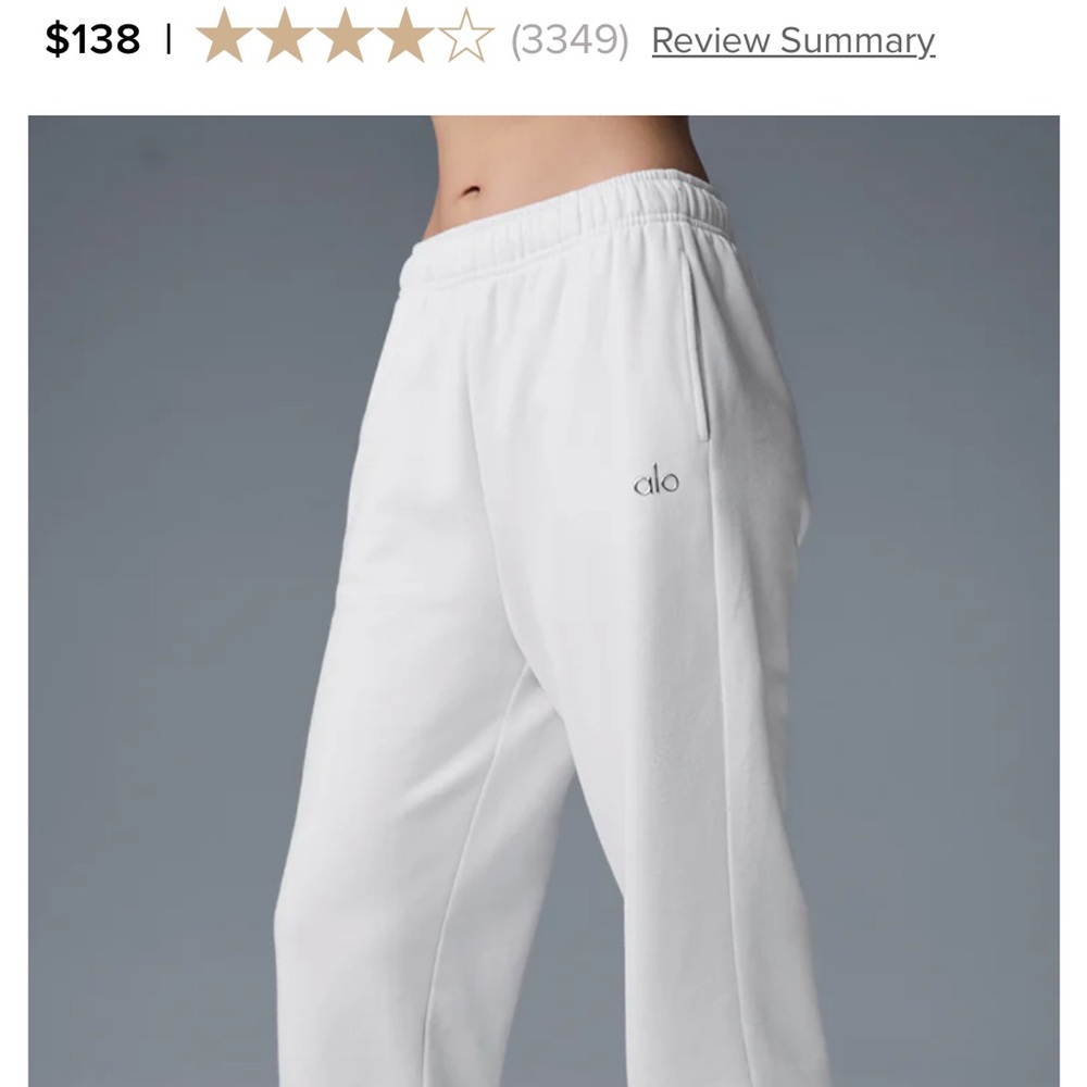 NWOT ALO Yoga White ACCOLADE Sweatpants - Picture 8 of 9